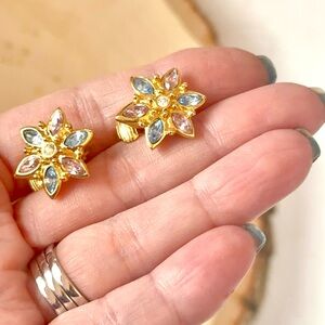 Avon Vintage Gold and Pastel Floral Earrings